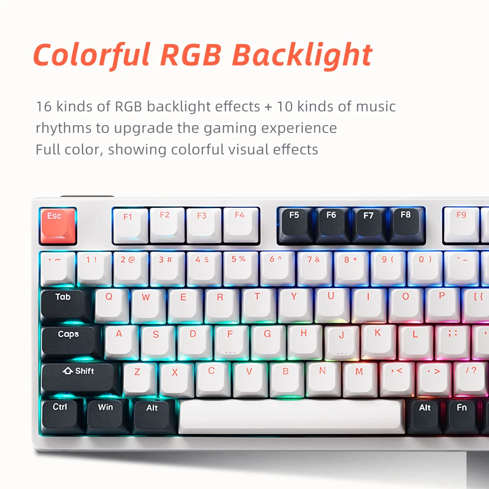 Механическая клавиатура ZERO с тремя режимами белый 96 клавиш RGB горячая замена PBT