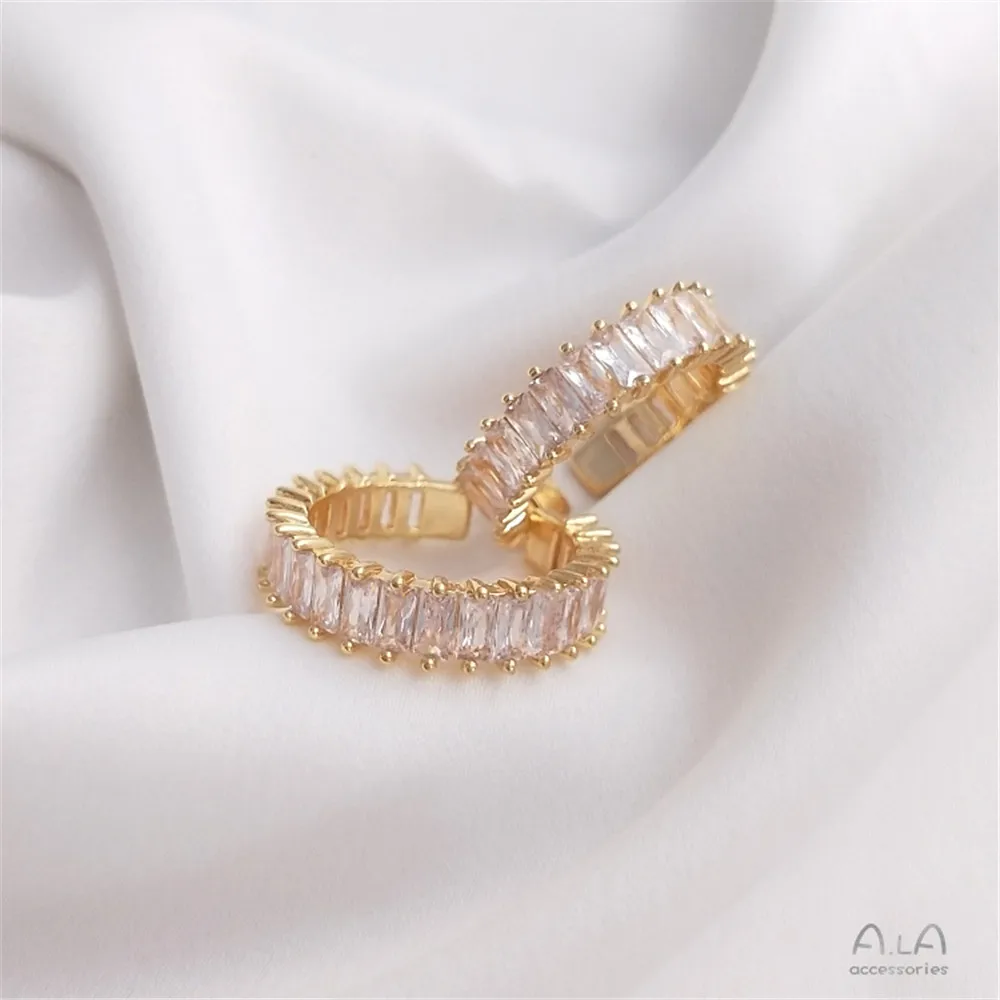 Купи Plated 14K Gold Filled T square zircon ring fashion ins luxury cool wind senior index finger opening ring за 185 рублей в магазине AliExpress