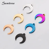 semitree 5pcs stainless steel ox horn charms crescent moon necklace pendant for diy jewelry making handmade supplies accessories