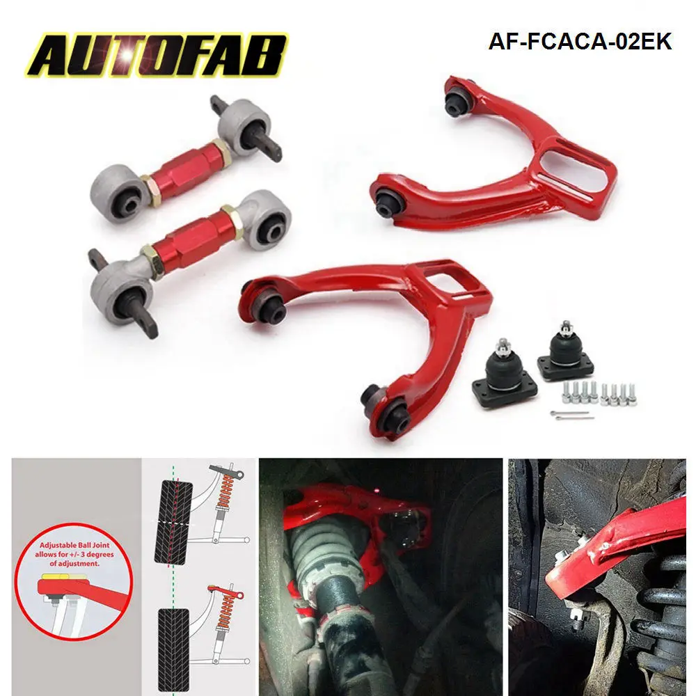 

AUTOFAB Front Upper +Rear Camber Kit For Honda Civic 96-00 EK EK4 CX SI Suspension Kit AF-FCACA-02EK