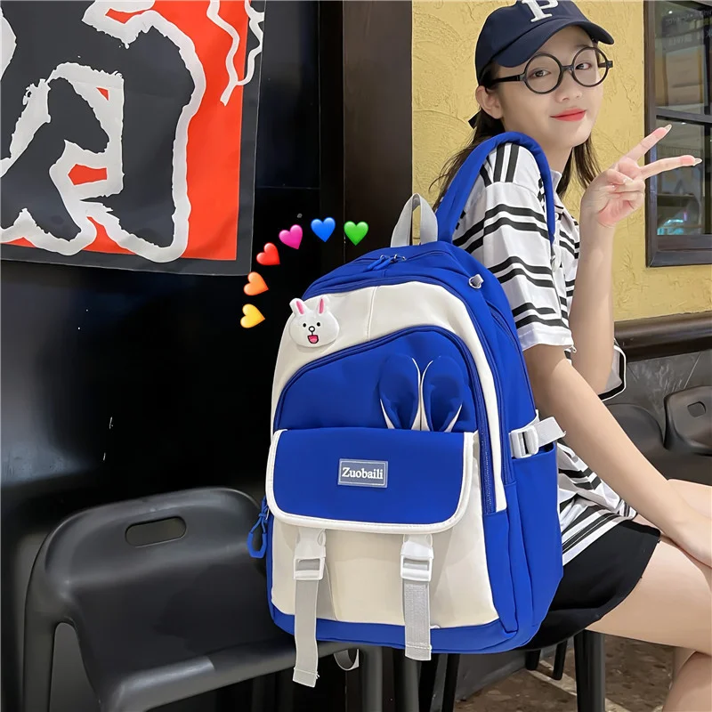 

Женский рюкзак в Корейском стиле, школьный ранец для девочек-подростков, вместительный рюкзак с милыми заячьими ушками