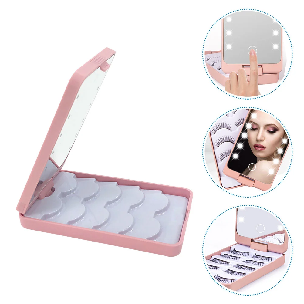 

Eyelash Case Box Storage Led False Holder Empty Lash Organizer Eyelashes Container Makeupmirror Travel Packing Boxes Light