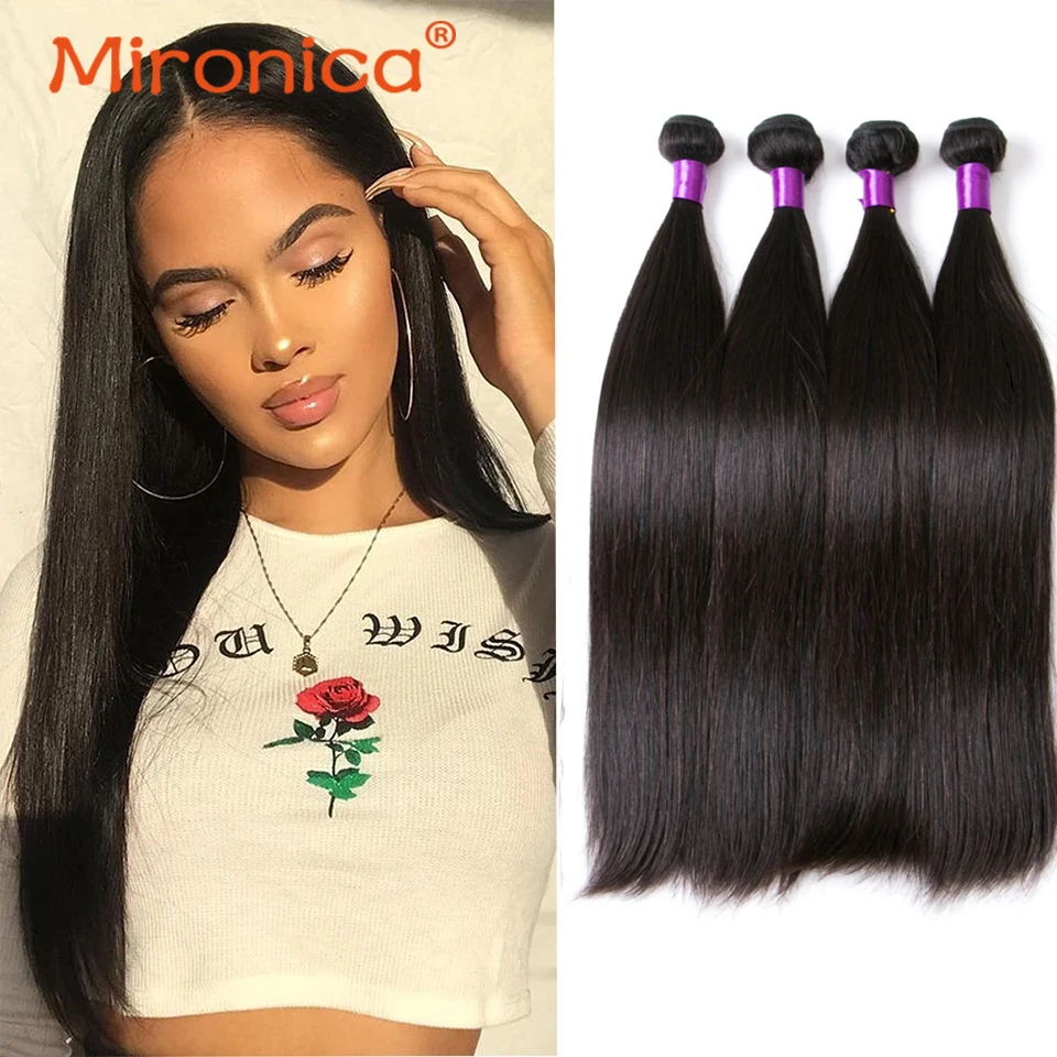 

Straight Bundles Human Hair 100% Virgin Remy Human Hair Weave 1 3 4 Bundles Deal for African American Women Free Shipping 1B#