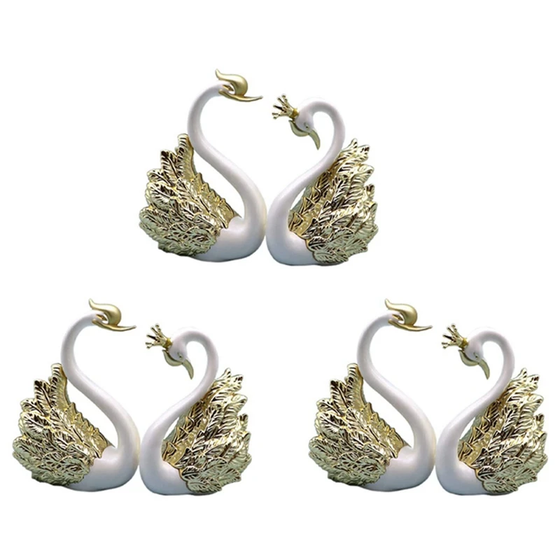 

6 Pieces Of Swan Ornaments Figurines,Swan Cake Decoration,Car Figurines Decoration,Home Wedding Christmas Decoration A