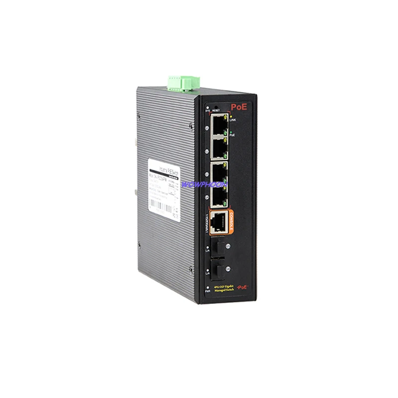 6-port Full Gigabit Industrial PoE Switch 4 RJ45 ports and 2 RJ45 ports DC input: 48V-57V