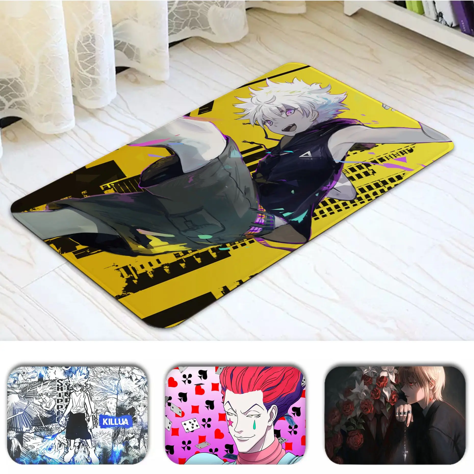 

Hunter X Hunter Anime Floor Mat Entrance Door Mat Rectangle Anti-slip Home Soft Badmat Front Door Indoor Outdoor Mat Toilet Rug