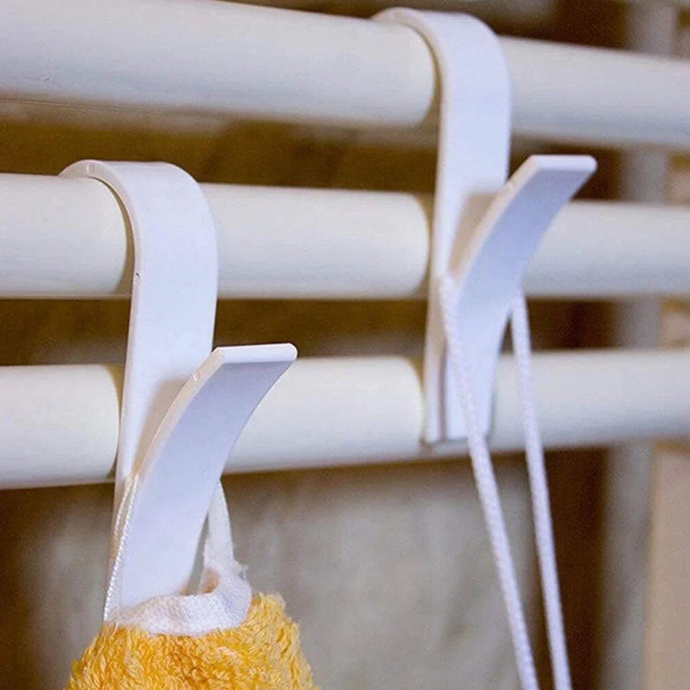 

1PC Kitchen Bathroom Clothes Hangers Clips Storage Racks White Hanger For Heated Towel Radiator Rail Clothes Scarf Hanger Holder
