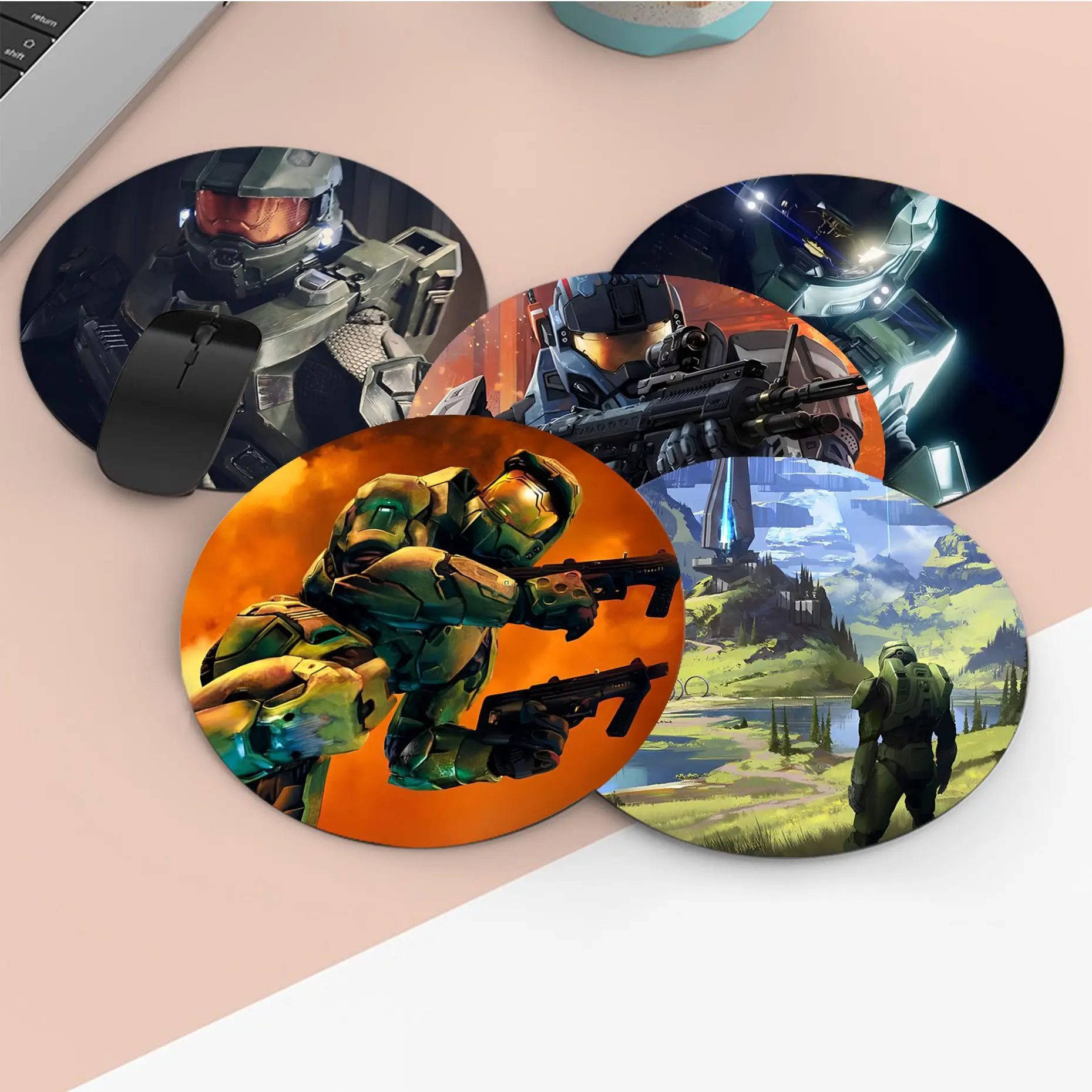 

Game Halo Infinite Mousepad Small Round Big Promotion Table Mat Student Mousepad Computer Keyboard Pad Padmouse Desk Play Mats