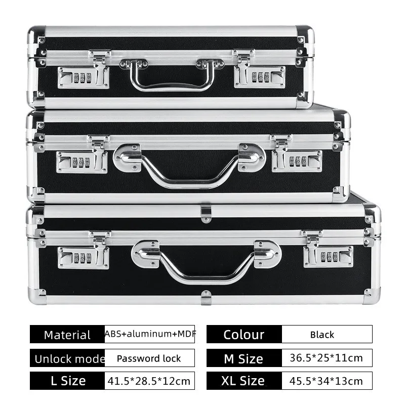 Portable Password Toolbox Impact Resistant Suitcase Storage Case Aluminum alloy Safety Instrument Equipment Case with sponge