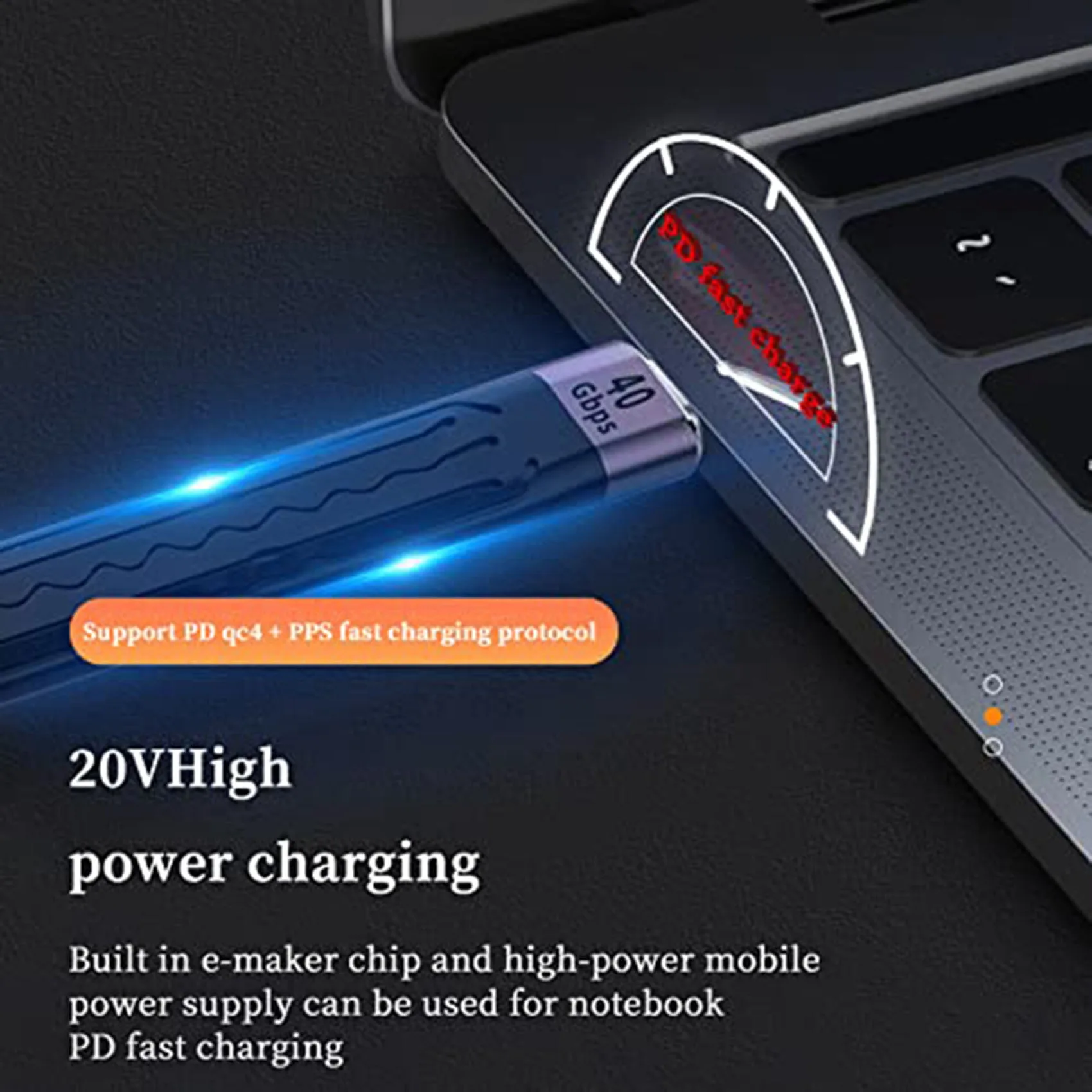 Двухсторонний гибкий ультракороткий кабель 40 ГБ с коротким кабелем USB C папа-мама