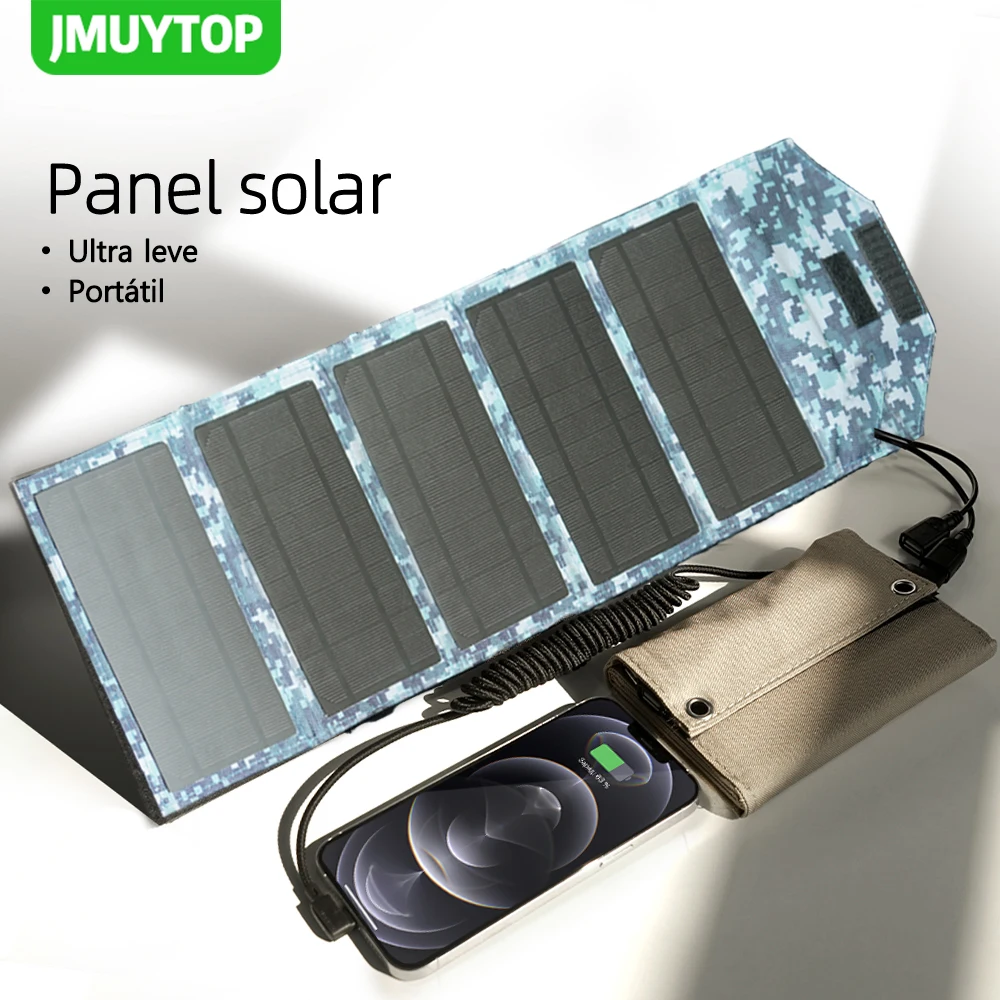 Panel Solar portátil plegable, cargador de 5V, 7W, 10W, para teléfono móvil, senderismo al aire libre, camping, impermeable, Banco de energía, generador Solar