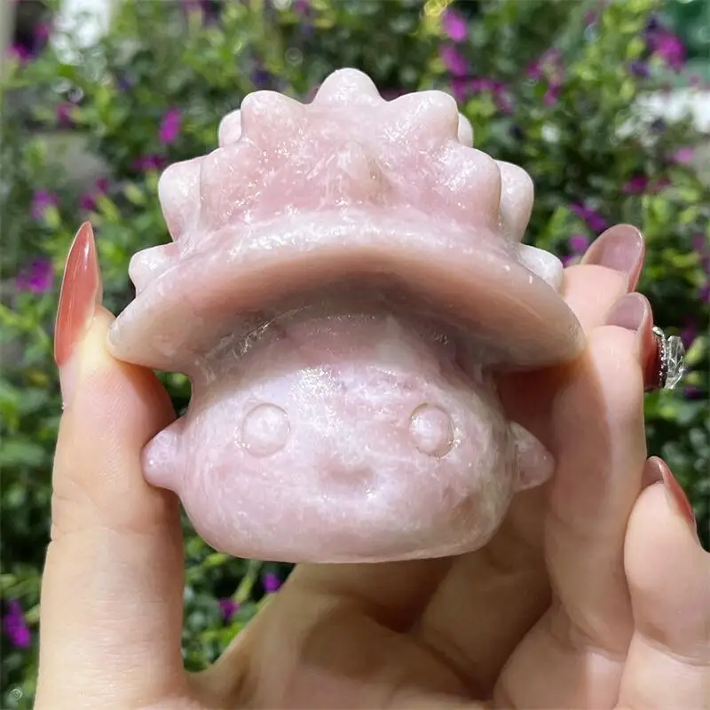 Натуральный розовый опал мультяшная резьба искусственный камень украшение для