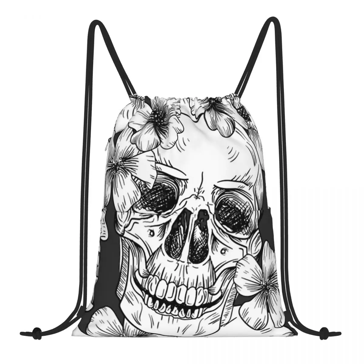 

Skull And Flower Pattern Skeleton Bundle Pocket 2022 Large Capacity Waterproof Travel Drawstring Backpacks Camping Bags Teenager