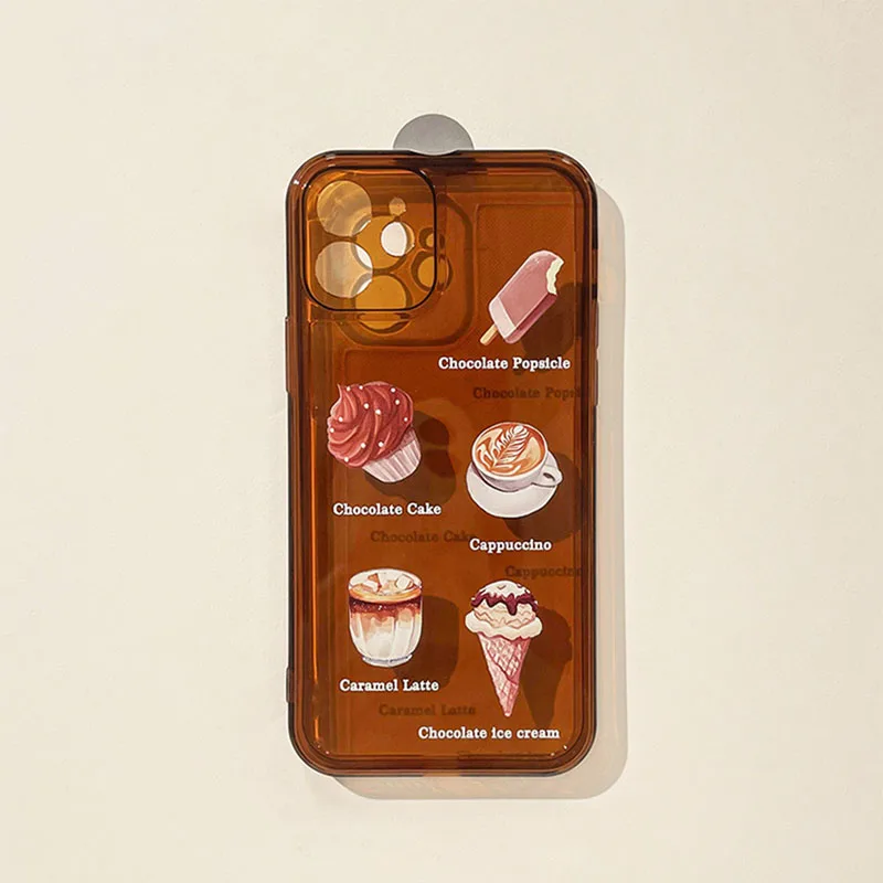 

For Apple Iphone 6 6S 7 8 Plus X XS XR 11 Pro Max 12 13 Mini Case Clear Transparent Chocolate Ice Cream Cake Soft Silicone Cover