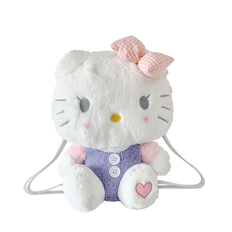 

Мультяшный плюшевый рюкзак Sanrio KT с котом, милая наплечная сумка Hello Kitty, мягкая Набивная игрушка, большая емкость, Kuromi Girl