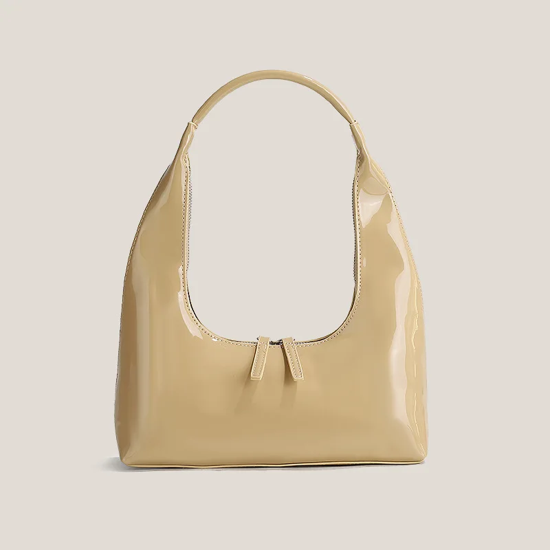 

Новинка Лето-Осень Женская нишевая сумка через плечо Ins сумка из лакированной кожи для вареников Универсальная Ретро Сумочка на Молнии Сумо...