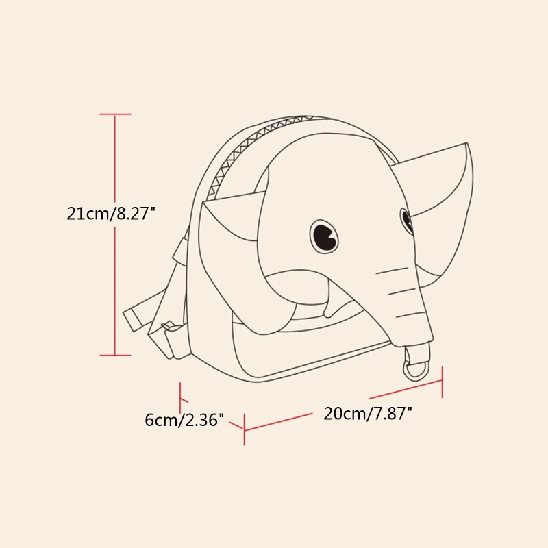 

Kid Backpack Baby Go Out Anti Lost Bag Cute Elephant Shape Children Double Shoulder Small Bag with Traction Rope