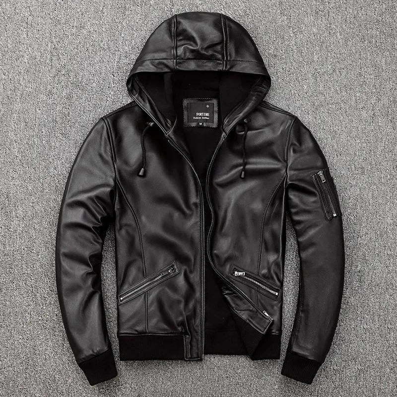 

2023 Casual Cowhide MEN Motorcycle Jacket Genuine Leather Stand Collar Jacket New Style Vintage High Quality Biker Jacket