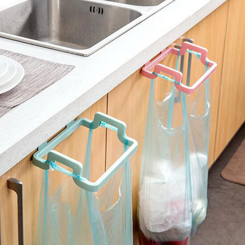 

Cupboard Door Back Plastic Portable Kitchen Cabinet Trash Rack Storage Rack Holder Kitchen Gadgets Hanging Trash Rack