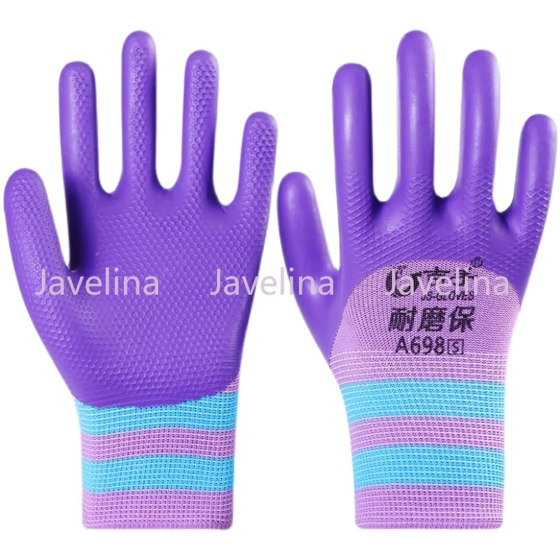 Женские износостойкие защитные перчатки с резиновым тиснением A698 небольшого