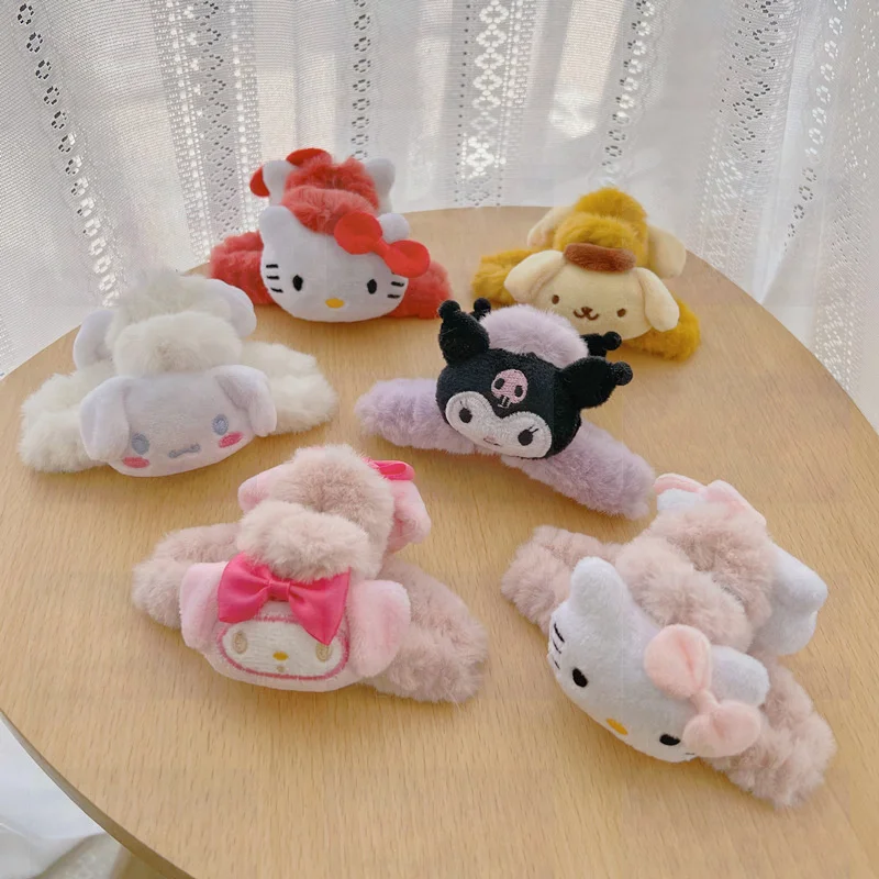 

Мультяшные аниме Sanrios My Melody Cinnamoroll Hellokittys плюшевая кукла заколка для волос Kawaii аксессуары для волос заколка Акула подарок для девочки на день рождения