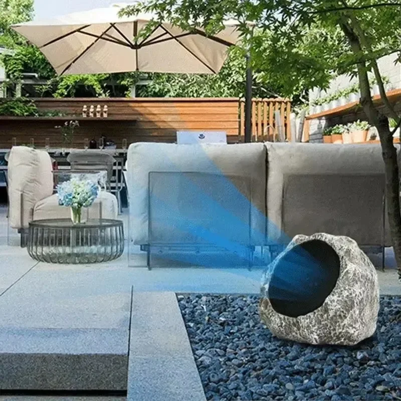 Фото Наружная водонепроницаемая солнечная зарядка, беспроводные Bluetooth-колонки, садовая каменная музыкальная шкатулка, рок с дистанционным управлением, USB-звуковая коробка TWS №5