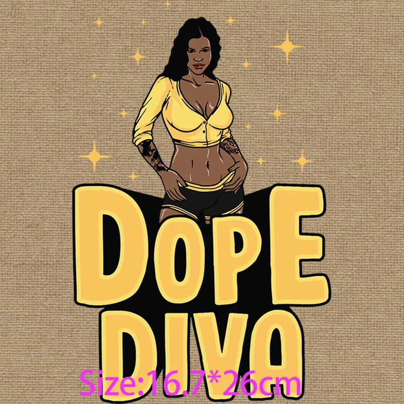 Теплопередающие наклейки для футболок афро-курчавые Дива африканская