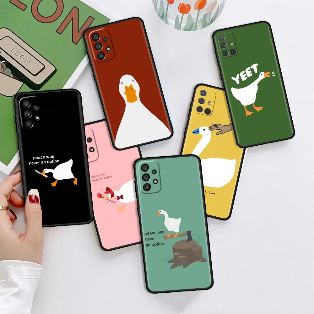 

Cartoon Cute Goose Game Funda Case For Samsung Galaxy A12 A52 A51 A32 A21s A71 A02s A31 A72 A22 5G A11 Black TPU Phone Tampa