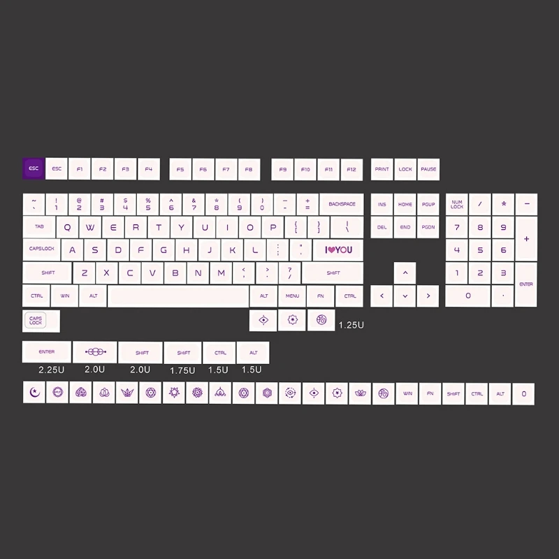 137 клавиш/набор XDA фиолетовый на кремовой тематике колпачок для механической