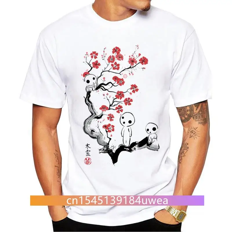 

FPACE Short Sleeve O-Neck Funny Little Forest Spirits Men T-Shirt Cherry Blossom Printed Tshirts Casual Summer Tee Hipster Tops