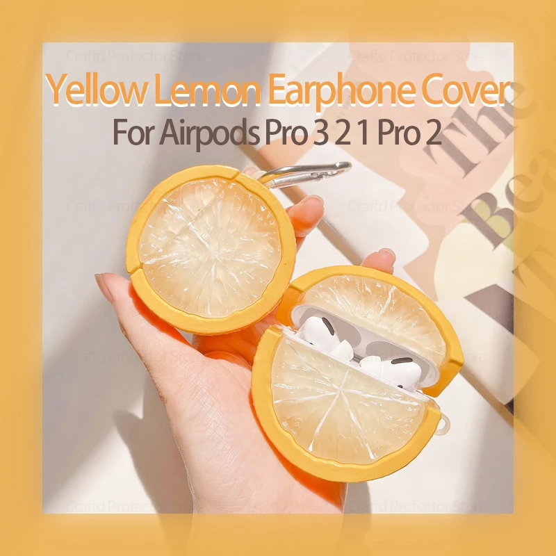 

3D Summer Fruit Lemon Earphone Case for Airpods 3 1 2 Silicone Headphone Cover for Airpods Pro Wireless Bluetooth Headphone Box