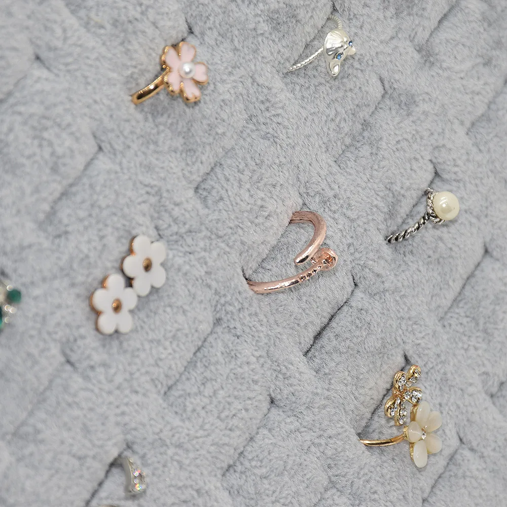 Top Grade Reinforce Black/Gray Velvet display Case Jewelry Ring Displays Stand Board Holder Storage Box Plate Organizer