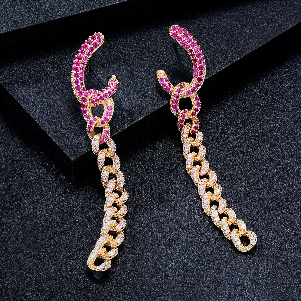 

GODKI New Miami Cuban Links Earrings for Women Wedding Cubic Zircon Fashion Engagement Party Jewelry pendientes mujer moda 2022