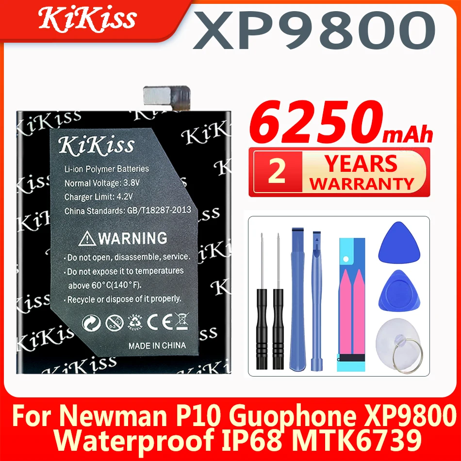 

KiKiss 6250mAh Battery XP9800 for Newman P10 Guophone XP9800 Waterproof IP68 MTK6739