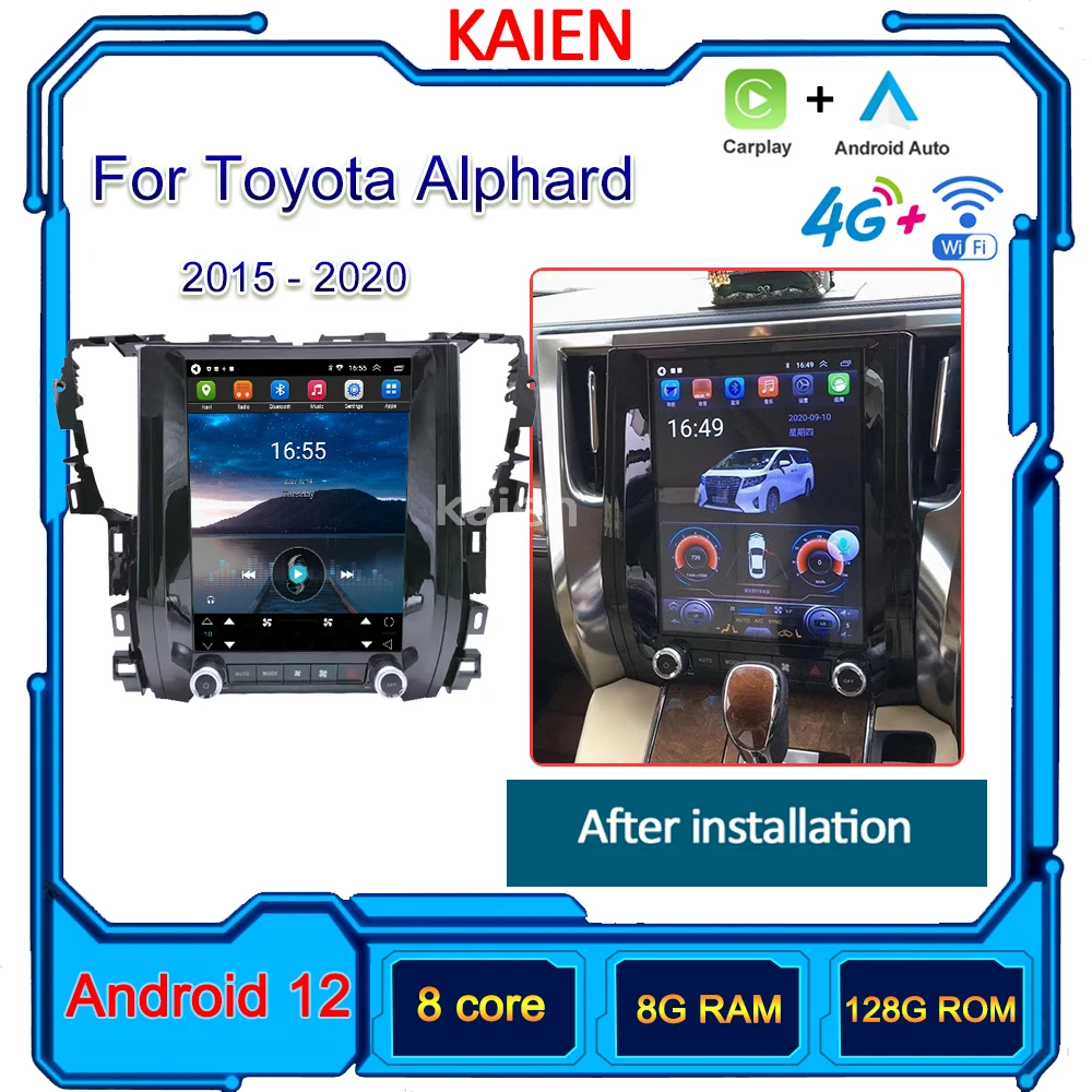 

Автомагнитола KAIEN для Toyota Alphard A30 2015-2020, Android 12, GPS-навигация, стерео плеер, DVD, мультимедиа, 4G, Wi-Fi, Авторадио