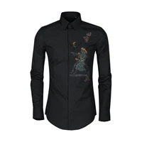 high quality luxury shirt men 2022 spring summer new pattern cotton embroidery slim fit mens fashion trend mens casual shirts