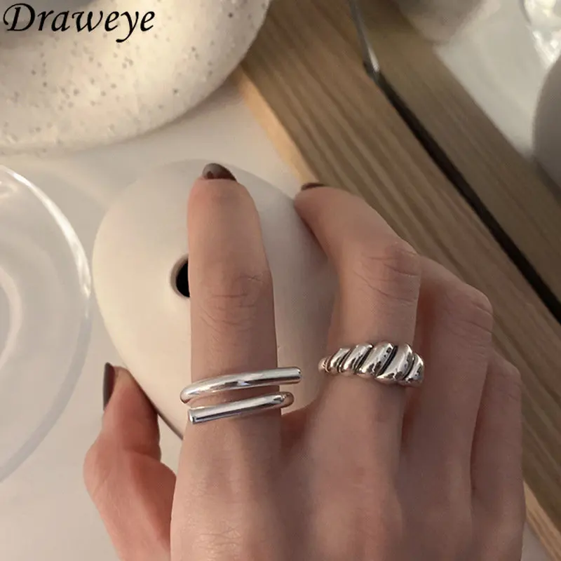 

Кольца Draweye на указательный палец для женщин регулируемые геометрические Простые Ювелирные изделия в стиле хип-хоп металлические корейские модные кольца