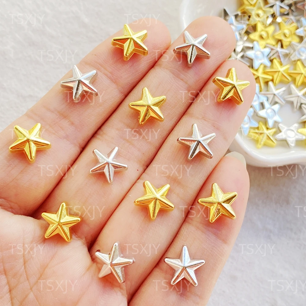 

50 шт. новые милые мини-золотые, серебряные звезды из смолы, каменные фигурки с плоской спинкой, сделай сам, свадебные аксессуары для скрапбукинга, маникюра