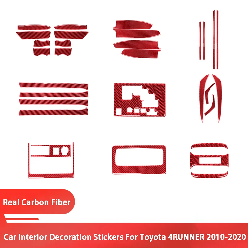 

For Toyota 4 RUNNER red Carbon Fiber Stickers Center Console air panel Cover Gear Shift Panel Decoration Trim Stickers Styling