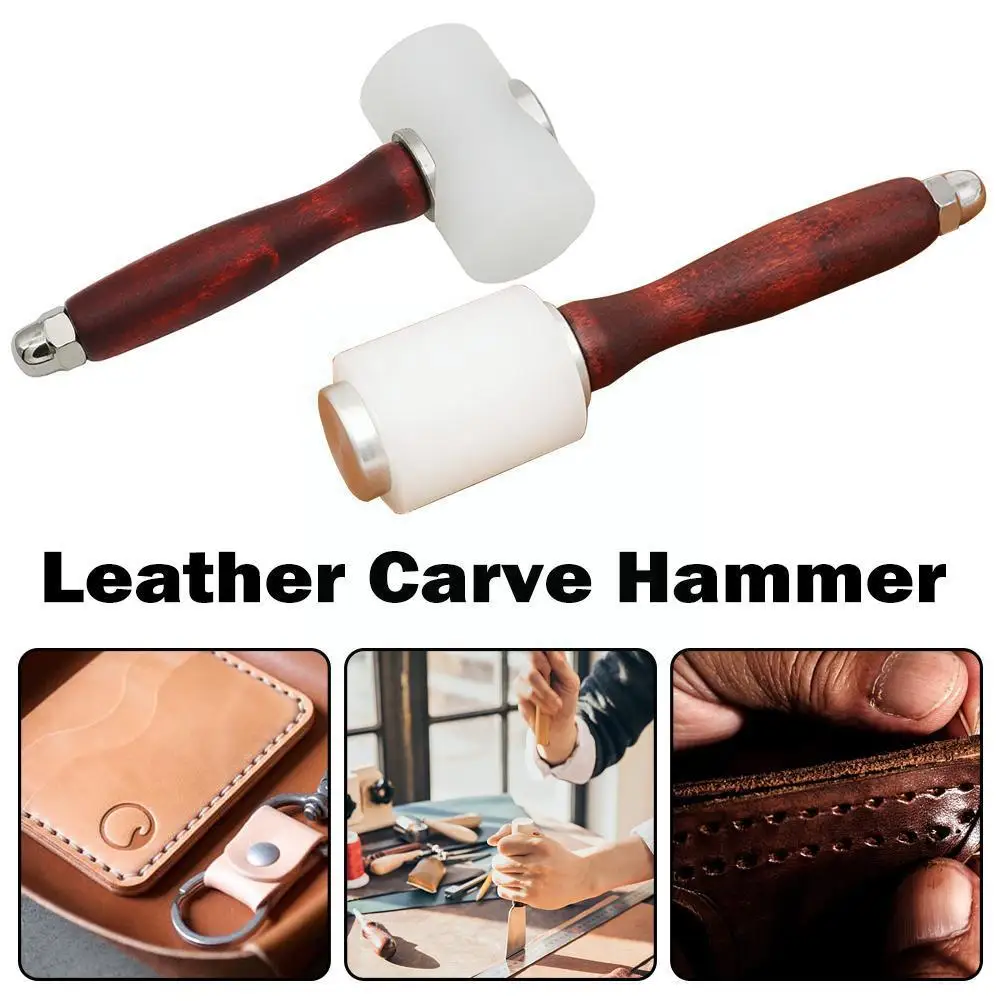 

Professional Leather Carve Hammer Nylon Hammers Mallet Wood Handle For Leathercraft Punch Printing Percussion DIY Tool T5T7