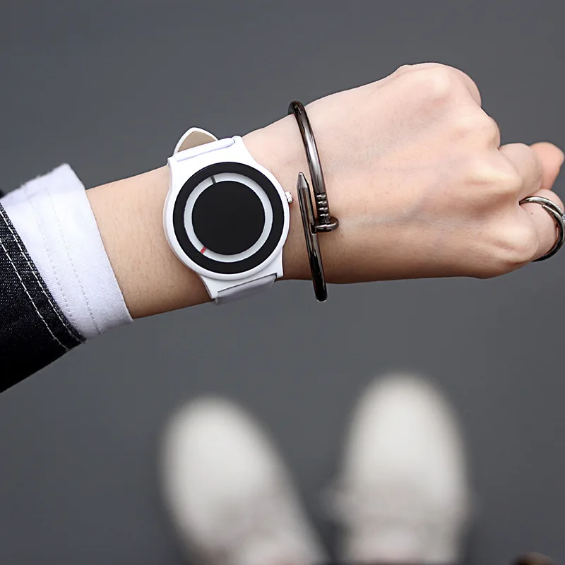 

Fashion Round Quartz Innovative Dial Casual Wrist Watches Rubber Strap Fashionable Clock for Waterproof Wristwatch for Women