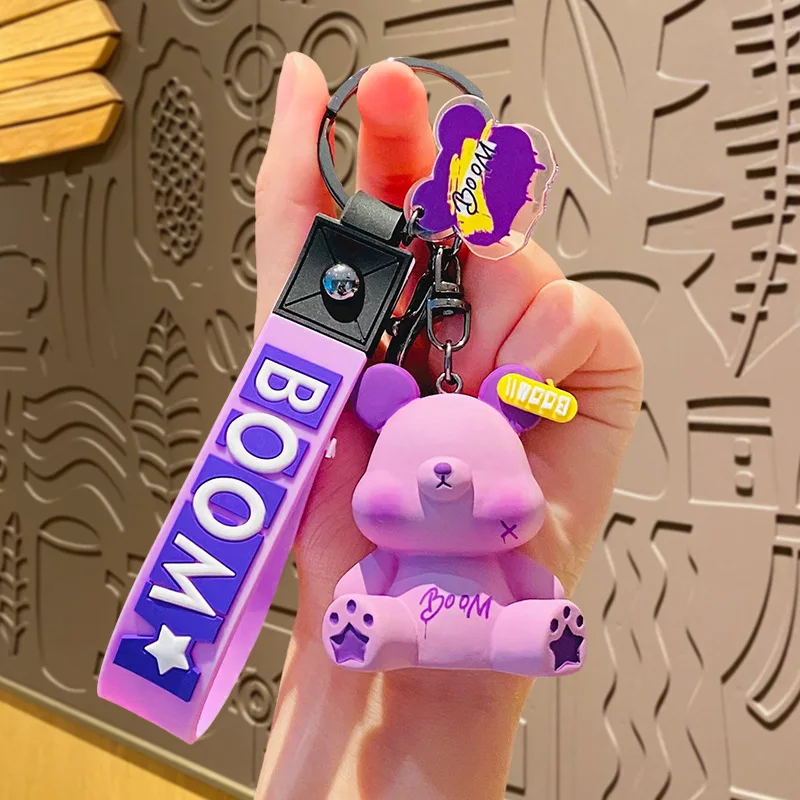 Брелок для ключей женщин милая кукла-Мишка с забавным мультяшным изображением