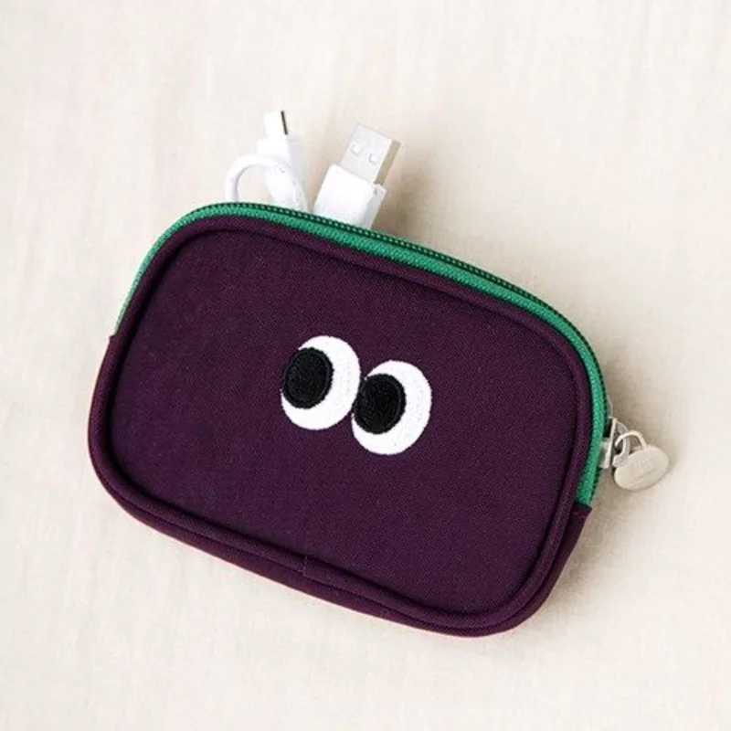 

New Creative Cute Big Eyes U Disk Card Holder Coin Purse Lipstick Headphone Data Cable Key Organizer Cotton Storage Bag Wallet
