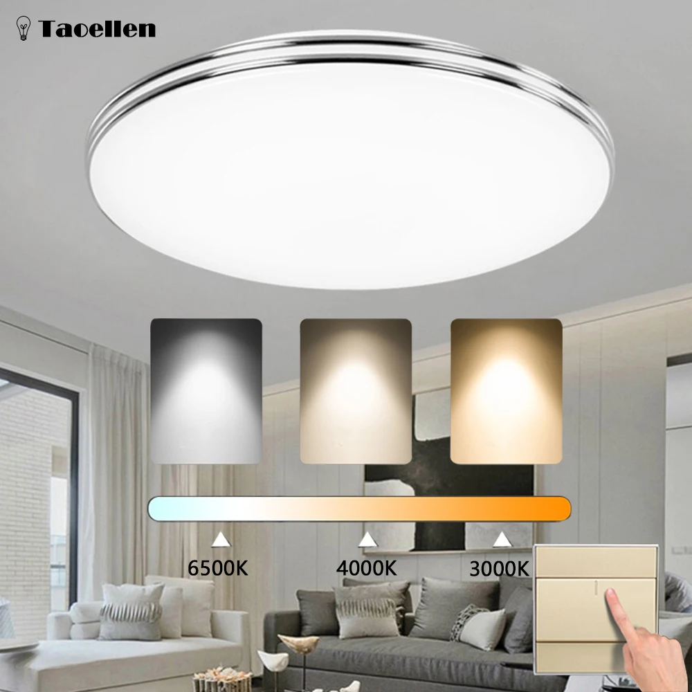 

48W Modern Led Ceiling Light Dimmable 3 Color Bedroom Living Room White/Warmwhite/Natural Lights Chandelier Home Decor Lamp 2023