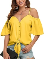 2022 summer womens sexy blouse fashion off shoulder single breasted sling shirt tops