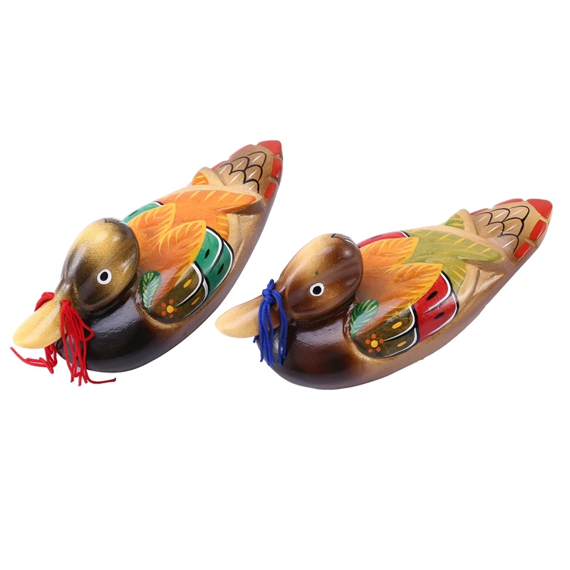 

LJL-Cute Chinese Wooden Mandarin Duck And Duck Decorations Interior Bedroom Room Decoration, 2PCS