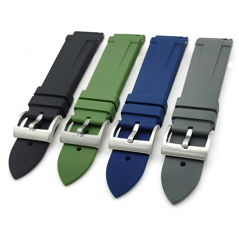 20MM 22MM Flat Interface Quick Release Switch With Spring Bar Silicone Watch Strap Fit For RLX Water Ghost Oyster Style Diving