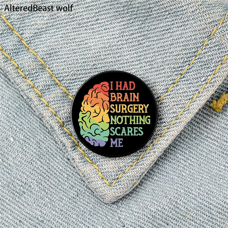 

I Survived Brain Printed Pin Custom Funny Brooches Shirt Lapel Bag Cute Badge Cartoon enamel pins for Lover Girl Friends