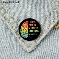 i survived brain printed pin custom funny brooches shirt lapel bag cute badge cartoon enamel pins for lover girl friends
