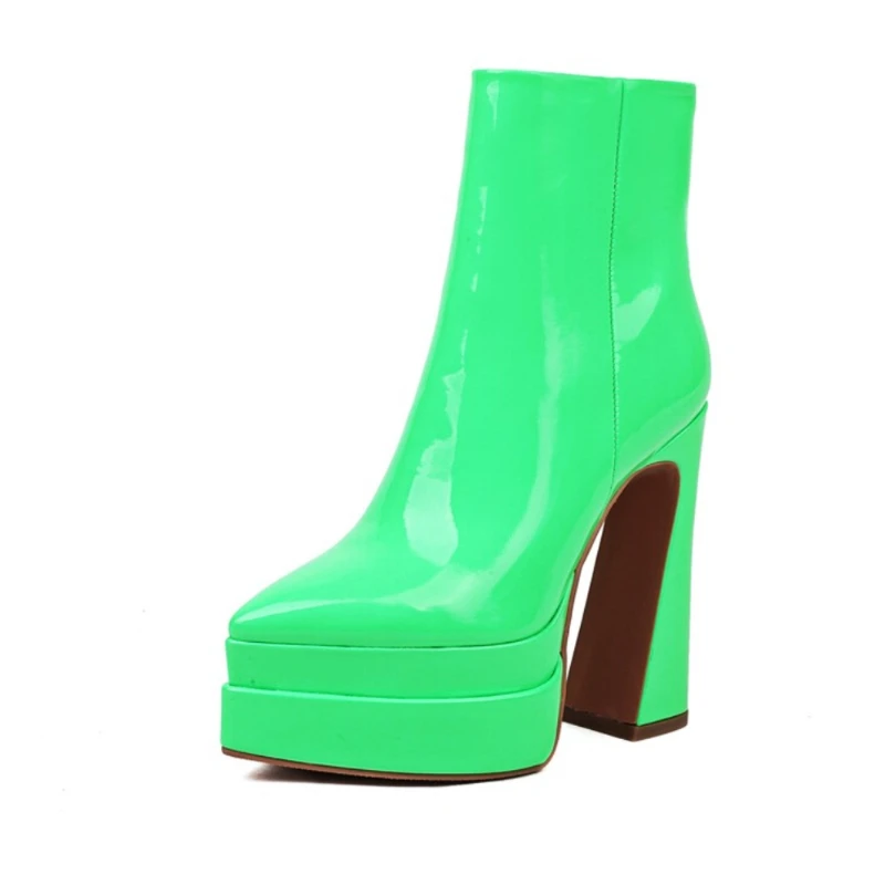 

Fashion Ankle Boots Women Autumn and Winter New Sexy Pointed Toe Concise Strange Style Platform High-heeled Boots Party Shoes ZA